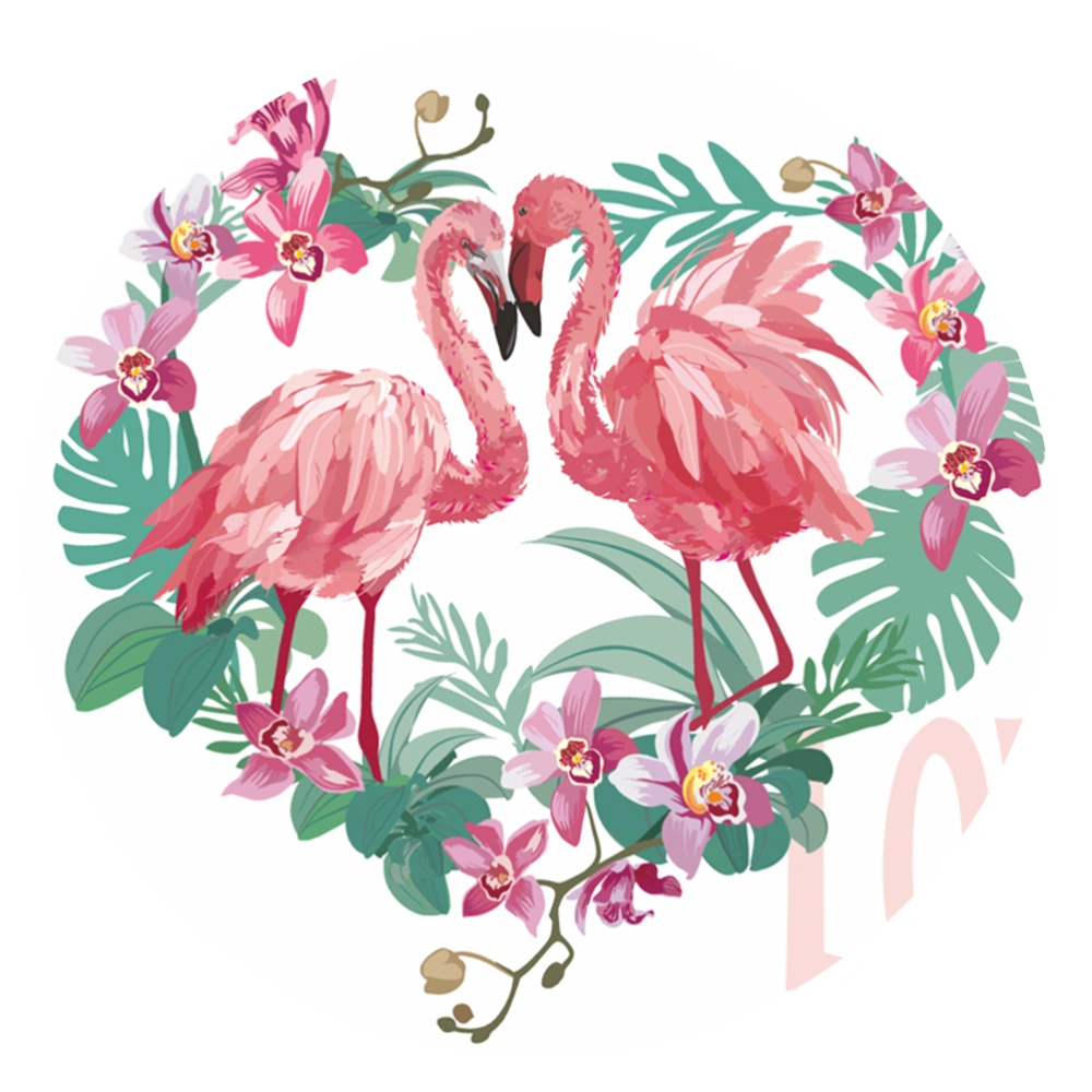 Love Flamingo Design Floor Sticker Tile Sticker Round Floor Ornament Waterproof Non-slip Decals Self Adhesive Wall Decal 