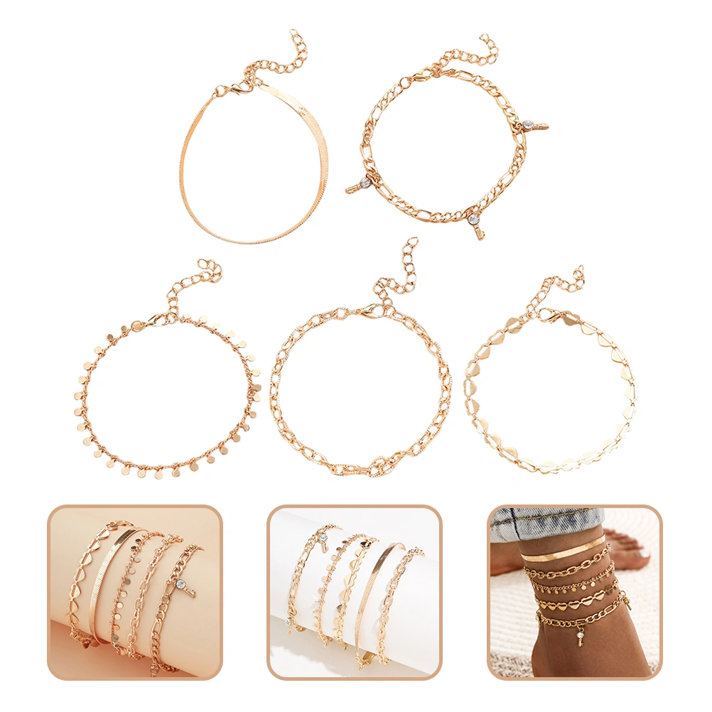 Women Anklet Alloy Ankle Chain Ankle Bracelets Foot Chain Ankle Jewelry Decor