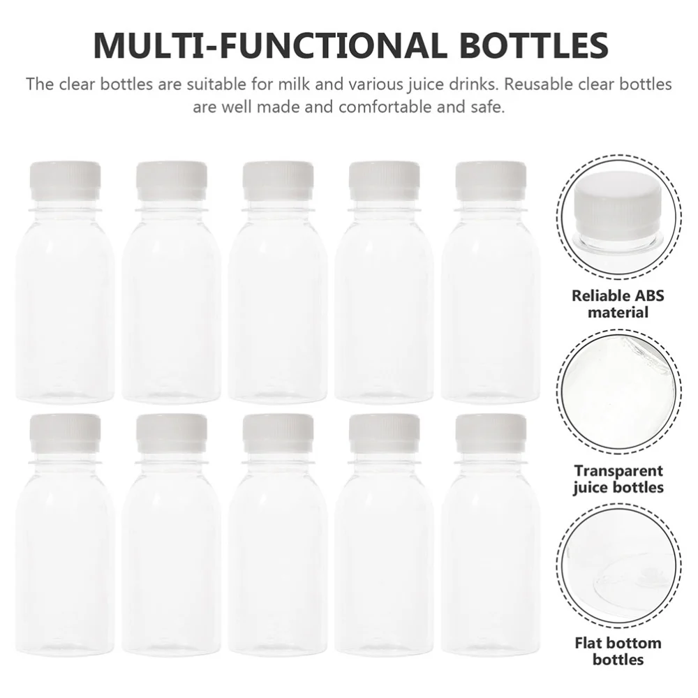 12Pcs Milk Bottles Transparent Juice Bottles Leakproof Milk Bottles Portable Beverage Bottles