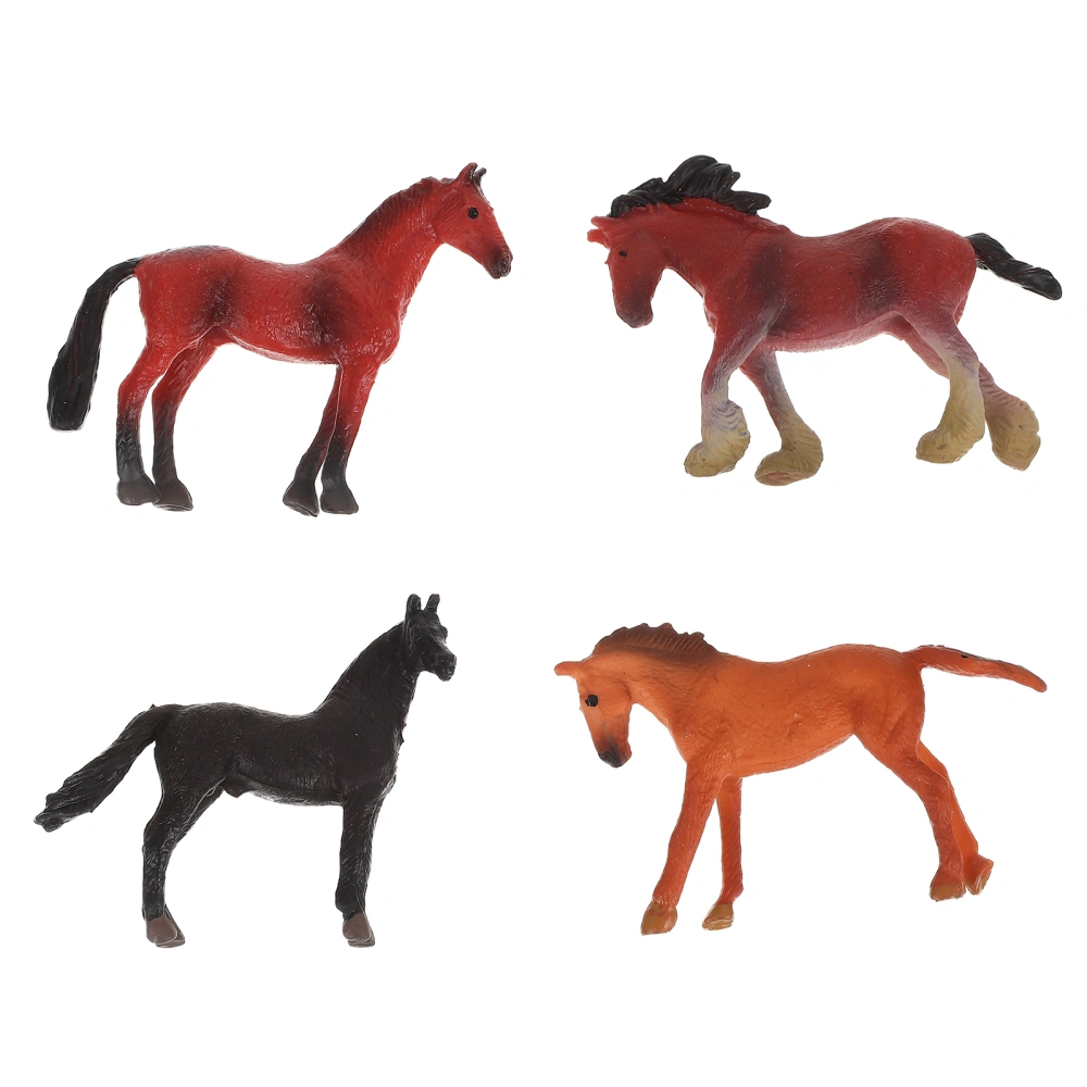 4Pcs Decorative Toy Horses Wear-resistant Horse Figures Desktop Horse Figurines