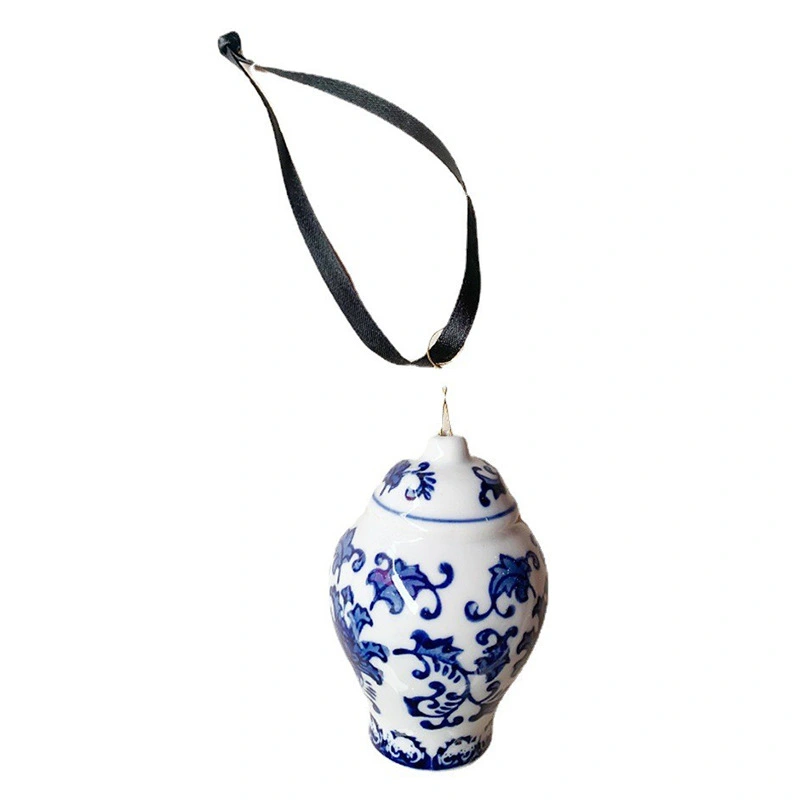 Blue And White Ceramic Jar Pendant Car Ceramic Jar Household Christmas Ornament