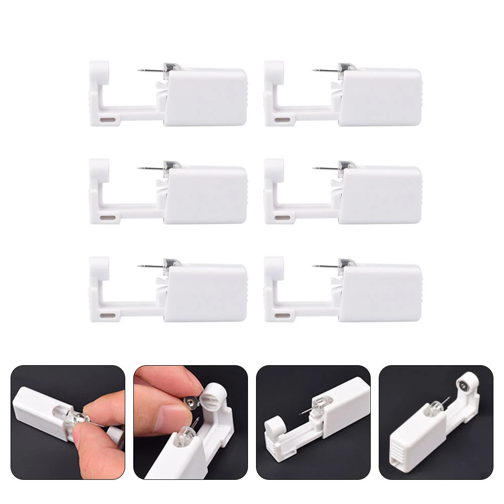 6Pcs Disposable Ear Piercer Tool Practical Ear-piercing Assist Device White