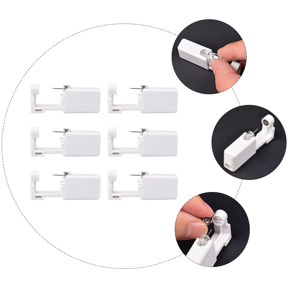 6Pcs Disposable Ear Piercer Tool Practical Ear-piercing Assist Device White