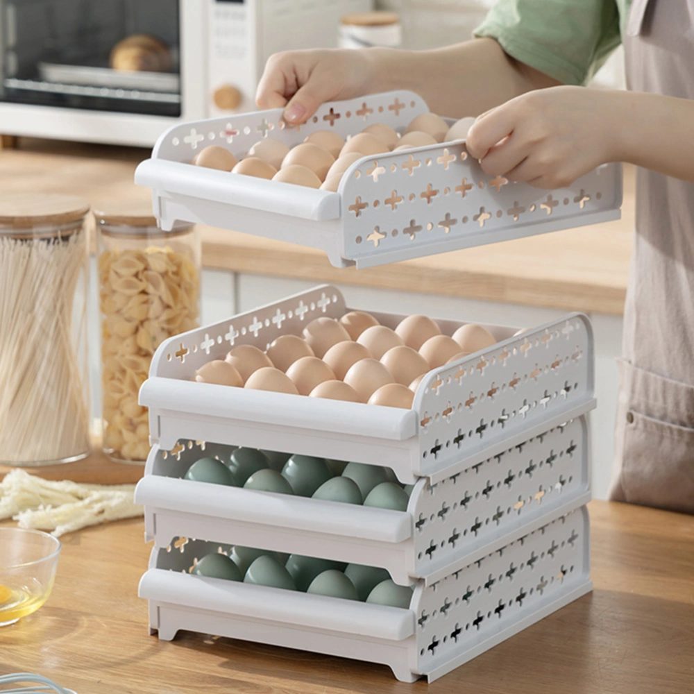 2Pcs Kitchen Egg Holder Refrigerator Egg Storage Container Drawer Type Egg Tray