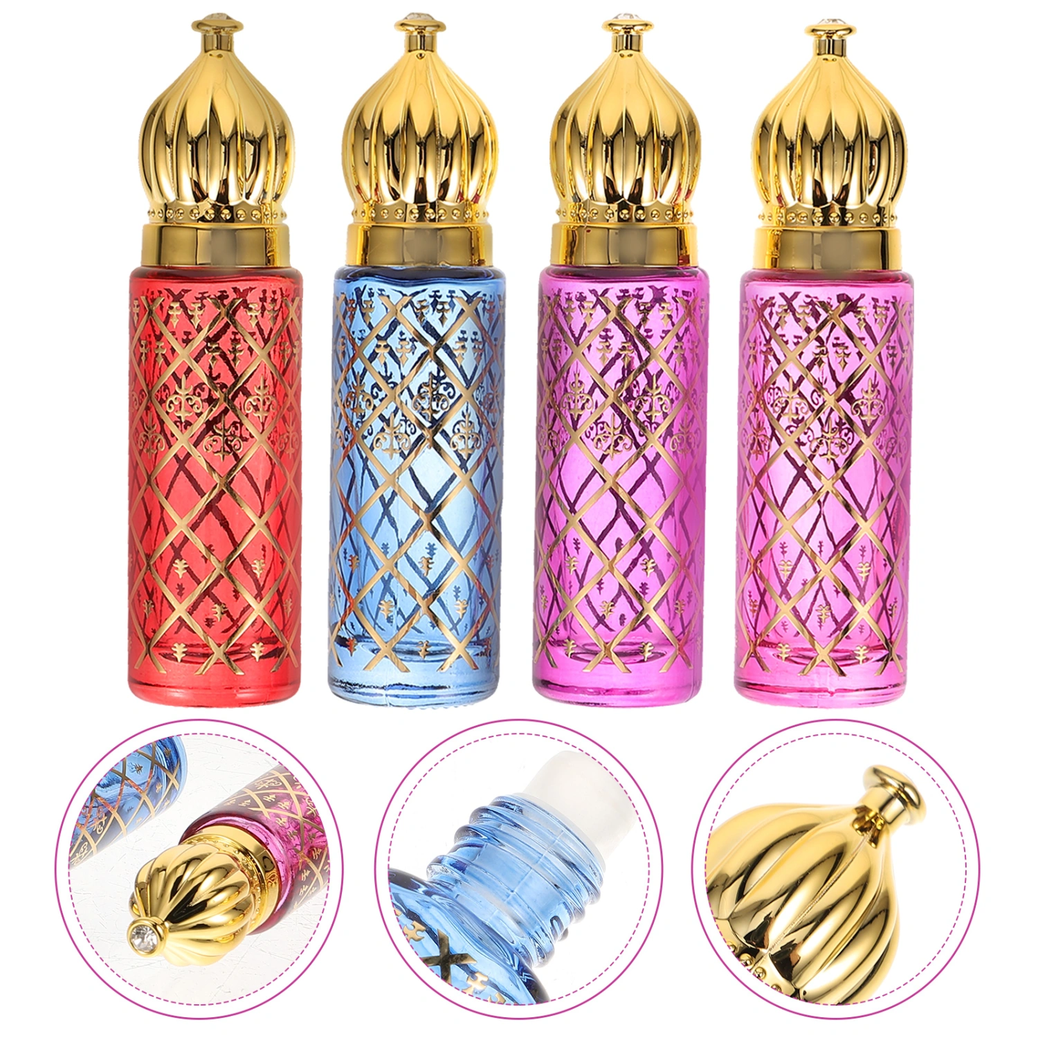 4pcs Perfume Bottles Small Essential Oil Bottles Empty Liquid Bottle Decorative Perfume Bottle 6ml