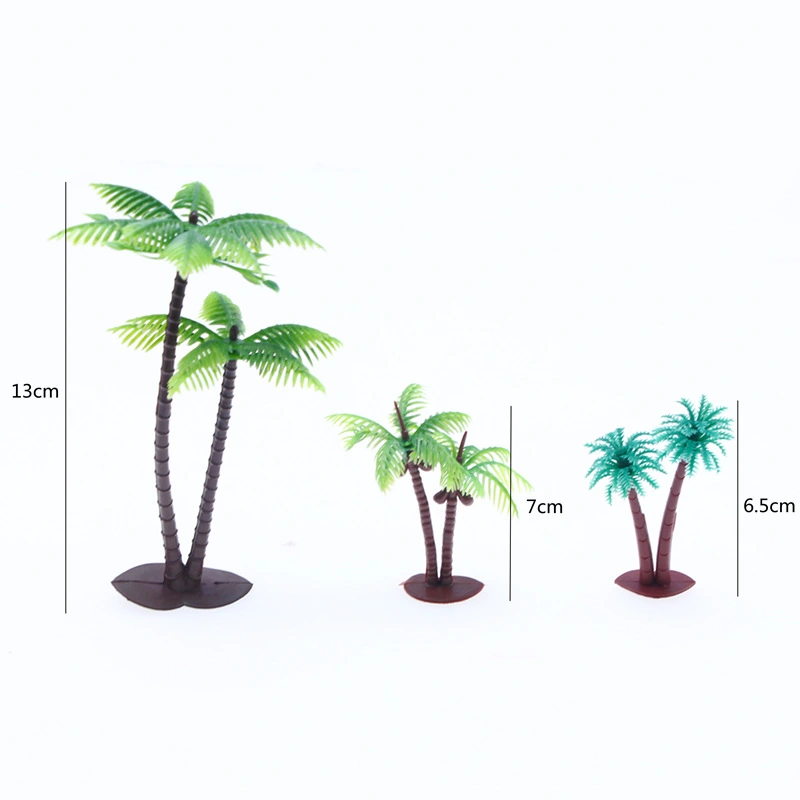 10pcs Miniature Tree Model Tabletop Palm Tree Model Micro Scenery Diy Simulation Tree Decor