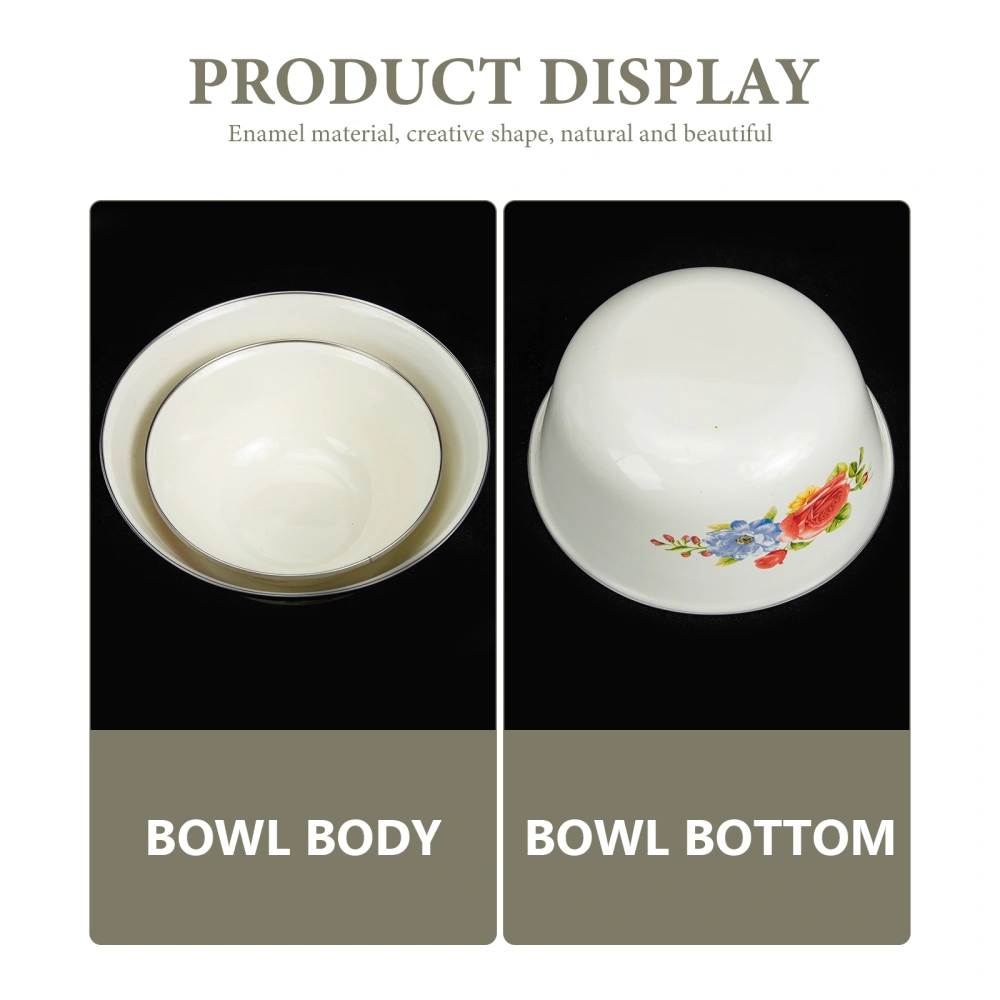 2pcs Enamel Mixing Bowl Practical Food Storage Container Salad Noodle Bowl