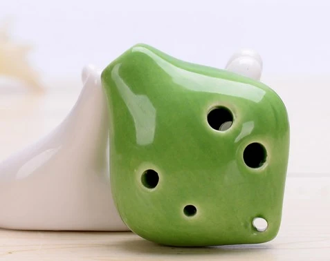 Small Ceramic Ocarina Practice Musical Instrument Short Mouth with Lanyard 6 Hole