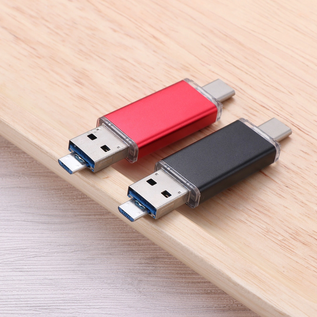 3 in 1 Multifunction USB 3.0 Flash Drive with USB Type-C and Micro USB Connectors for PC Smartphones and Tablets - Red (32GB)