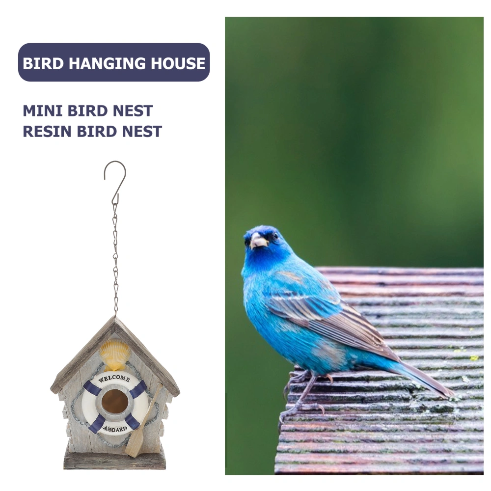 Bird House Tree Hanging Decoration Resin Bird Home Ornaments Decor for Window