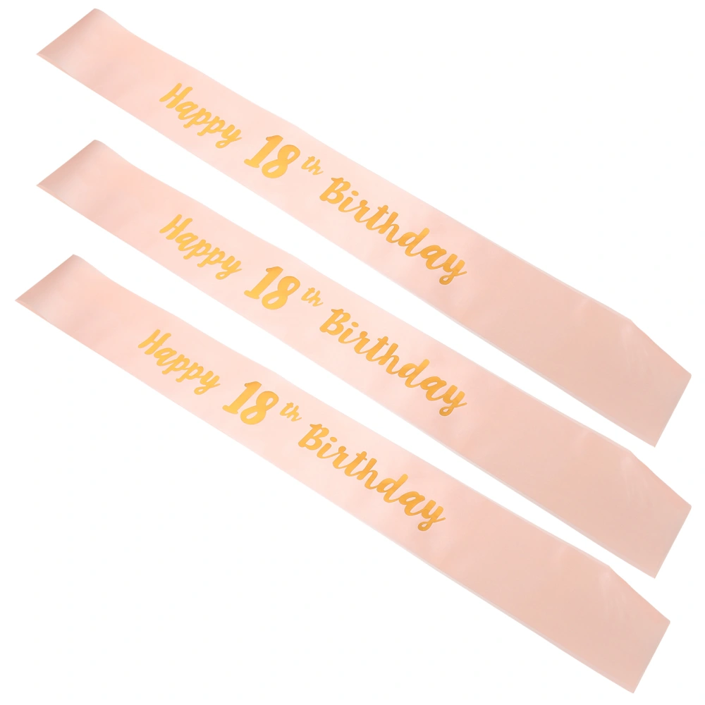 3pcs 18th Birthday Party Supplies Etiquette Shoulder Straps Etiquette Belts