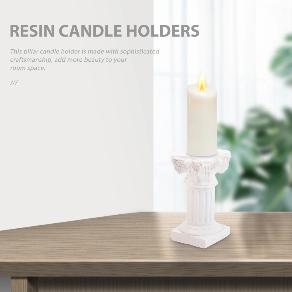 2Pcs Resin Art Candle Holder Pillar Candle Stand Candlestick Home Wedding Party Holiday Decor