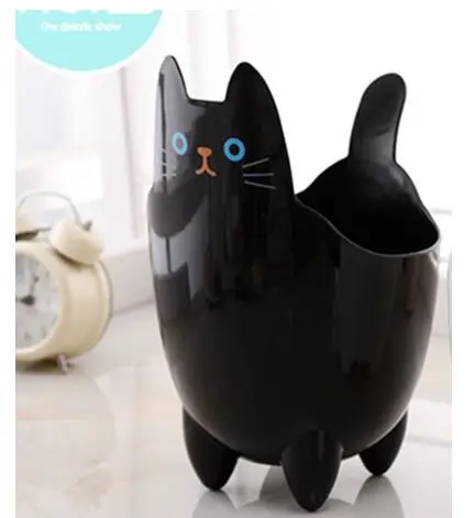 Cat Trash Can Decorative Cartoon Garbage Container Tabletop Sundries Storage Holder Pen Bucket