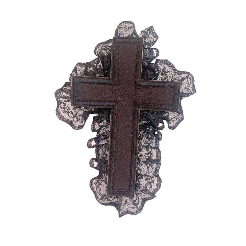 Lace Cross Hair Clip Gothic Headwear Fabric Hair Clip Halloween Hair Accessory