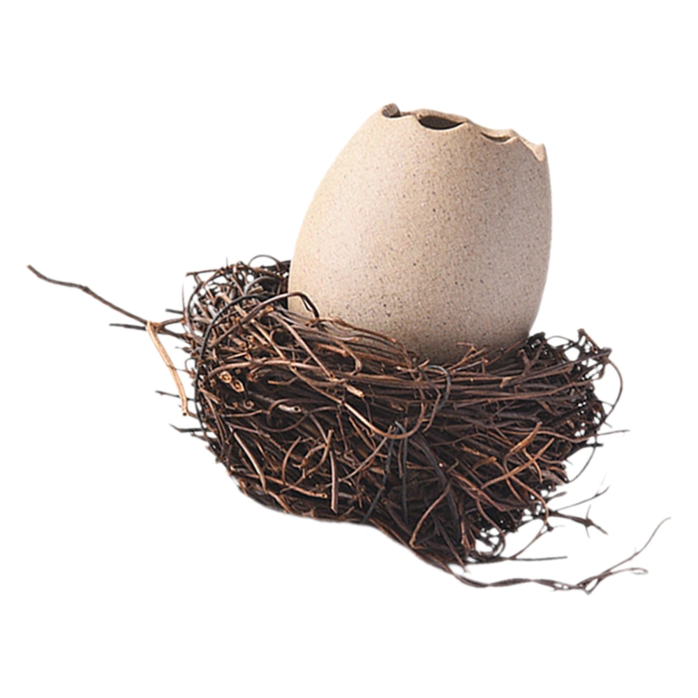 1 Set Ceramic Eggshell Planter Unique Bird Egg Planter Portable Eggshell Vase with Bird Nest