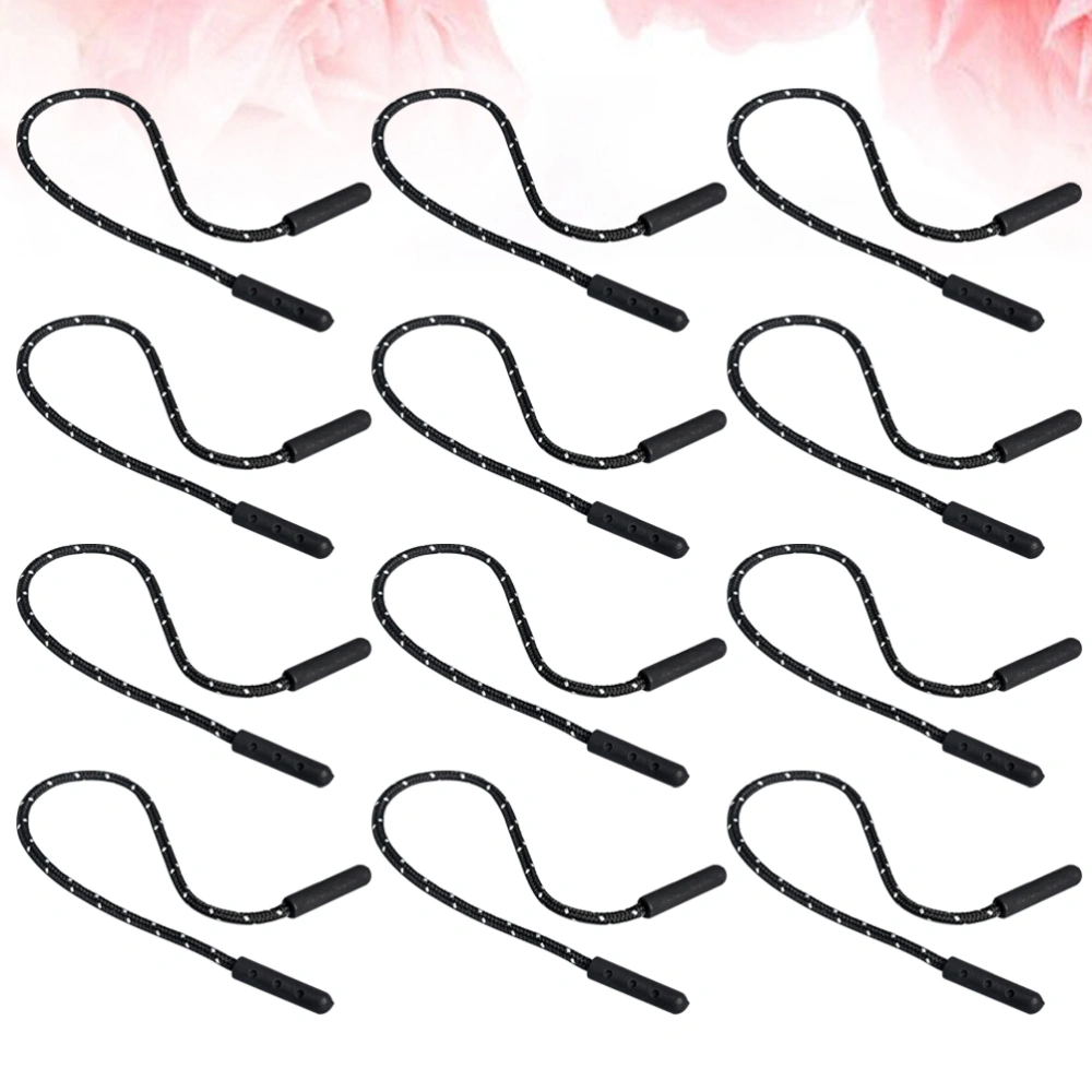 30PCS Pocket Pull Head Rope Zipper Head Buckle Tail Rope Plastic Zip-fastener Puller Multi-purpose Zipper Pulling Rope Luggage Bag Zipper Pull Tabs for Bag Clothing Use (Black)