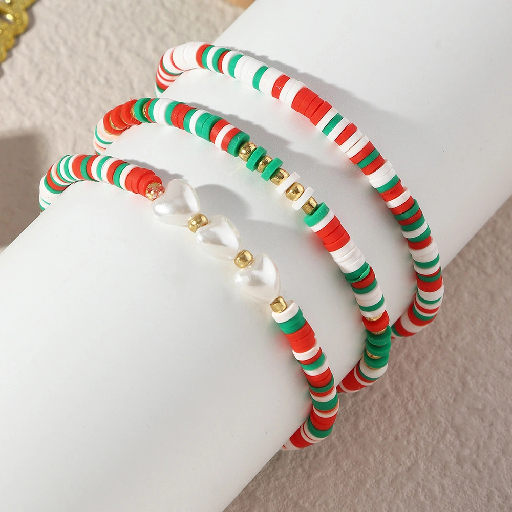 3pcs Christmas Beaded Bracelets Teen Girls Bracelets Women Wrist Jewelry Decorations