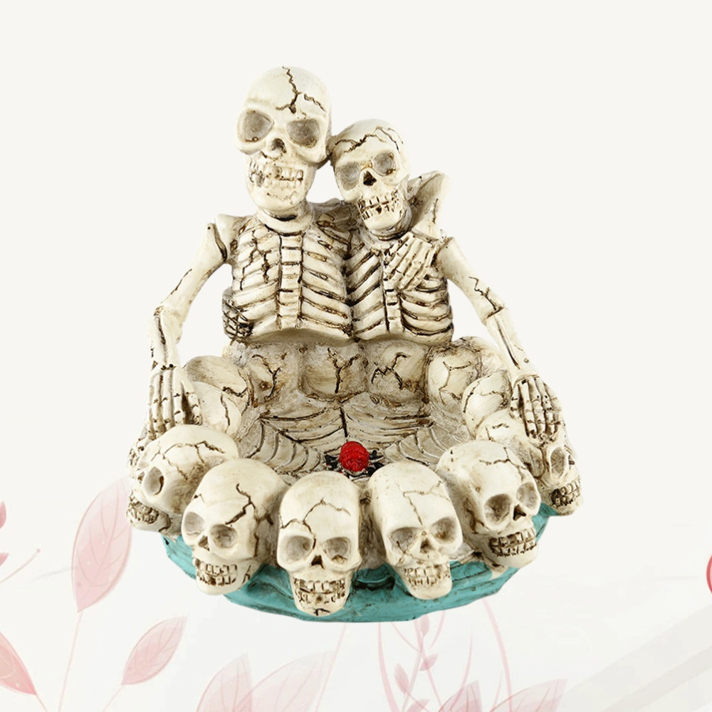 1pc Resin Ashtray Skull Head Handicraft Skeleton Furniture Decoration Household Desktop Adornment (Colored Drawing 113)