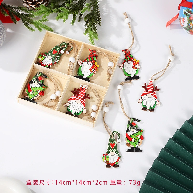 12Pcs Christmas Tree Hanging Ornament Xmas Wood Hanging Pendants Xmas Party Hanging Craft