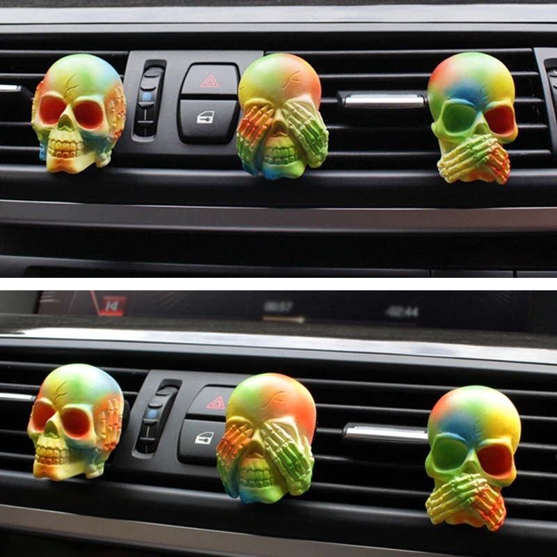 1 Set of Car Skull Head Air Freshener Clips Outlet Freshener Perfume Clip Car Air Conditioner Vent Decoration