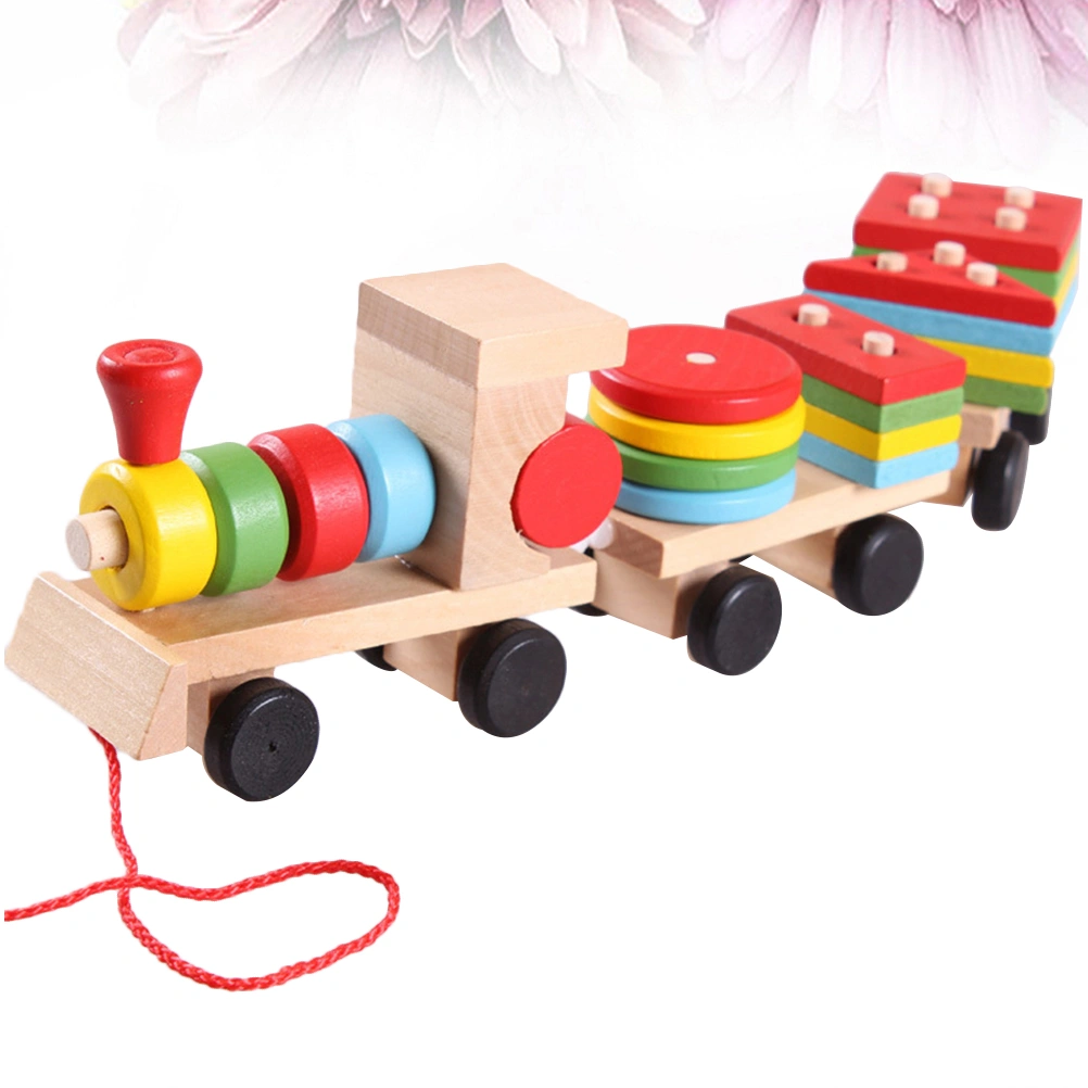 1 Set Kids Wooden Toy Three Sections Train Toy Funny Blocks Toys Educational Playthings Early Education Toys for Children Kids