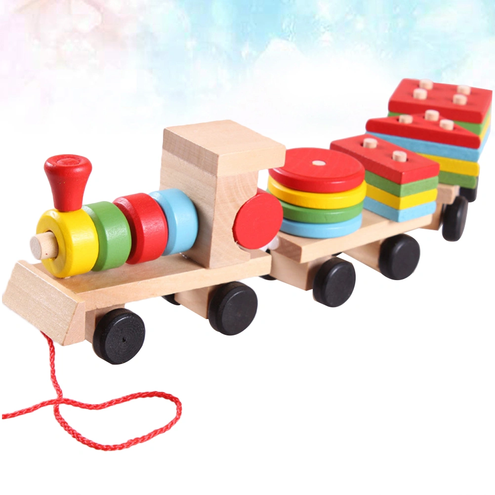 1 Set Kids Wooden Toy Three Sections Train Toy Funny Blocks Toys Educational Playthings Early Education Toys for Children Kids