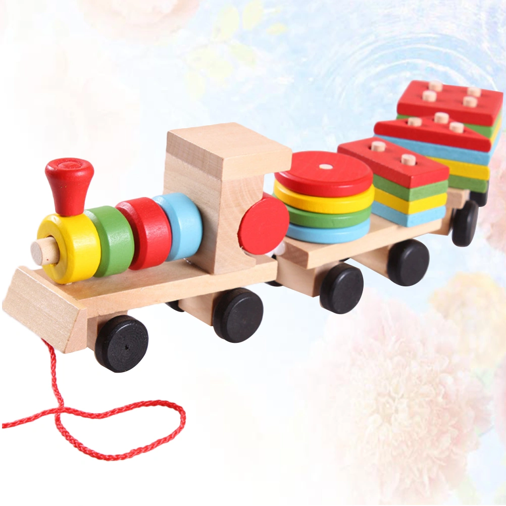 1 Set Kids Wooden Toy Three Sections Train Toy Funny Blocks Toys Educational Playthings Early Education Toys for Children Kids