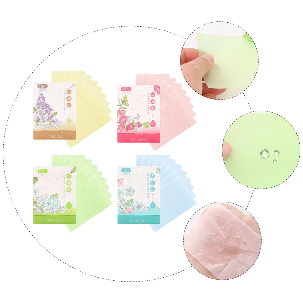 4 Boxes Oil Absorption Paper Portable Facial Paper Oil Control Facial Tissue Random Color
