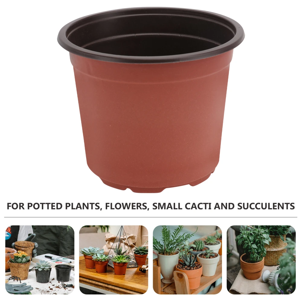 50PCS Plastic Flowerpot Creative Breathable Flower Pot Succulents Flower Pot Basin Pot - Diameter 120mm (Brown, Random Style Hole)