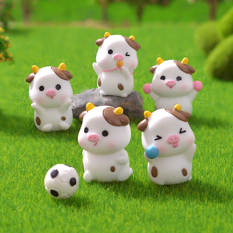 6Pcs Miniature Cow Figurines Micro Landscape Cow Figures Cute Animal Toys Collection Playset