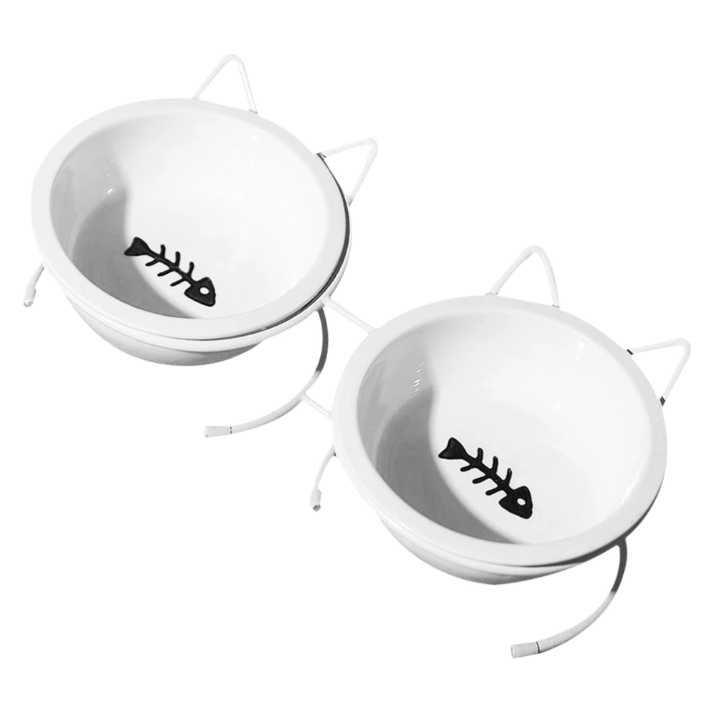 1 Set Cat Bowl Double Bowl Feeder Double Bowl Cat Feeder Inclined Type Pet Bowl