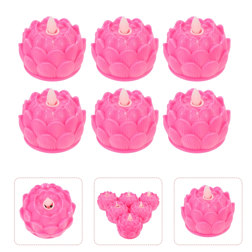 6pcs LED Buddha Lamp Lotus Design Light Attractive Blessing Lamp for Home Temple