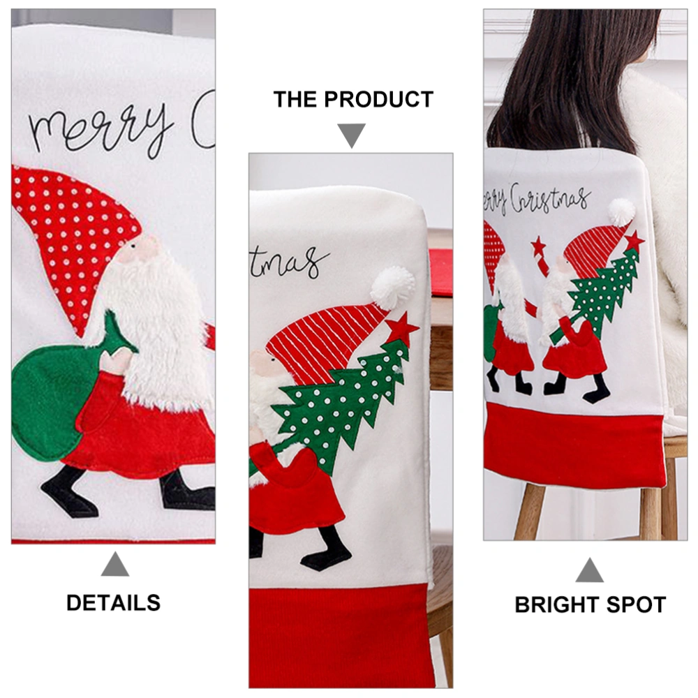 1Pc Christmas Chair Cover Embroidered Seat Cover Christmas Party Supplies