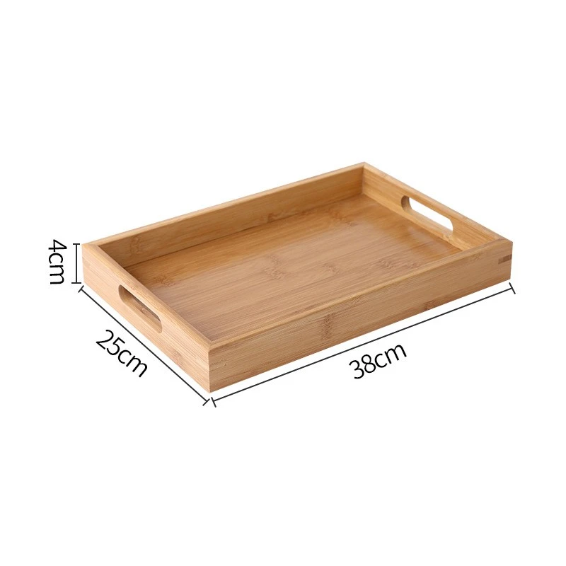 Wood Tea Tray with Handle Rustic Style Wooden Serving Tray Snacks Fruit Cake Plate