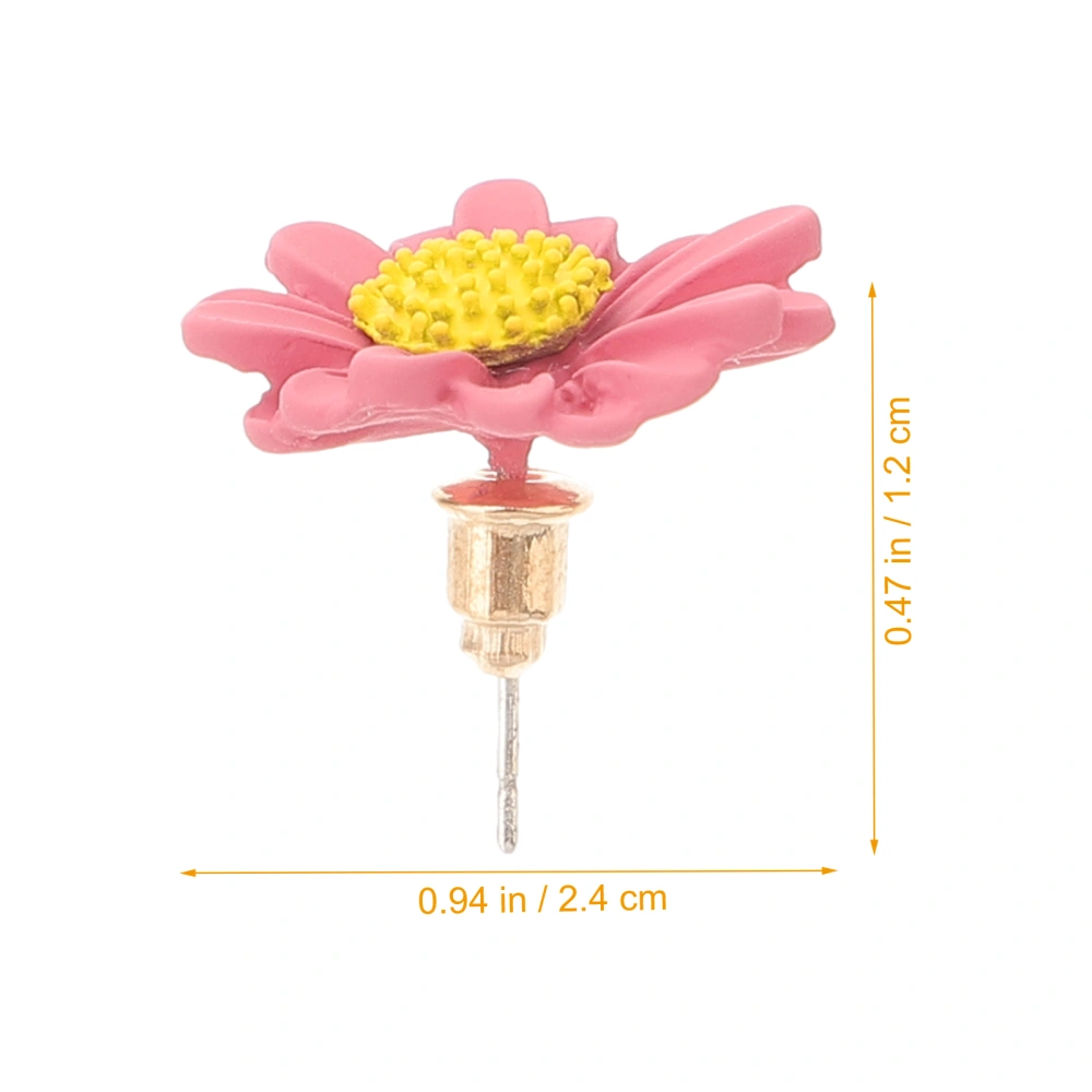 Needle Earring Daisy Earrings Flower Ear Stud Creative Ear Jewelry Fashion Ear Ring for Woman Girl Lady (Pink)