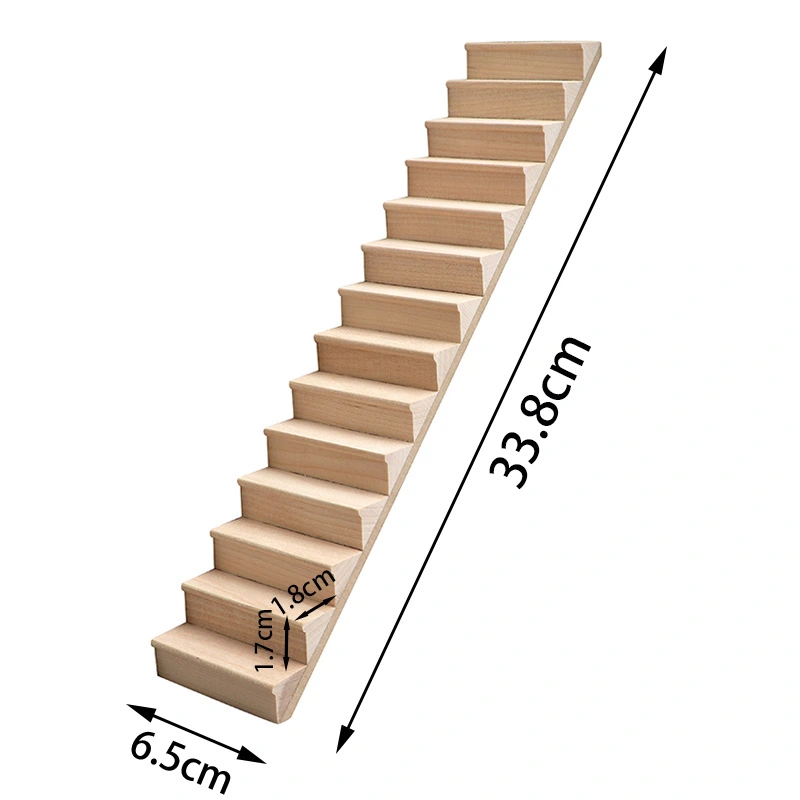 Miniature Ladder DIY Unpainted Wooden Staircase Decor Doll House Furniture Model