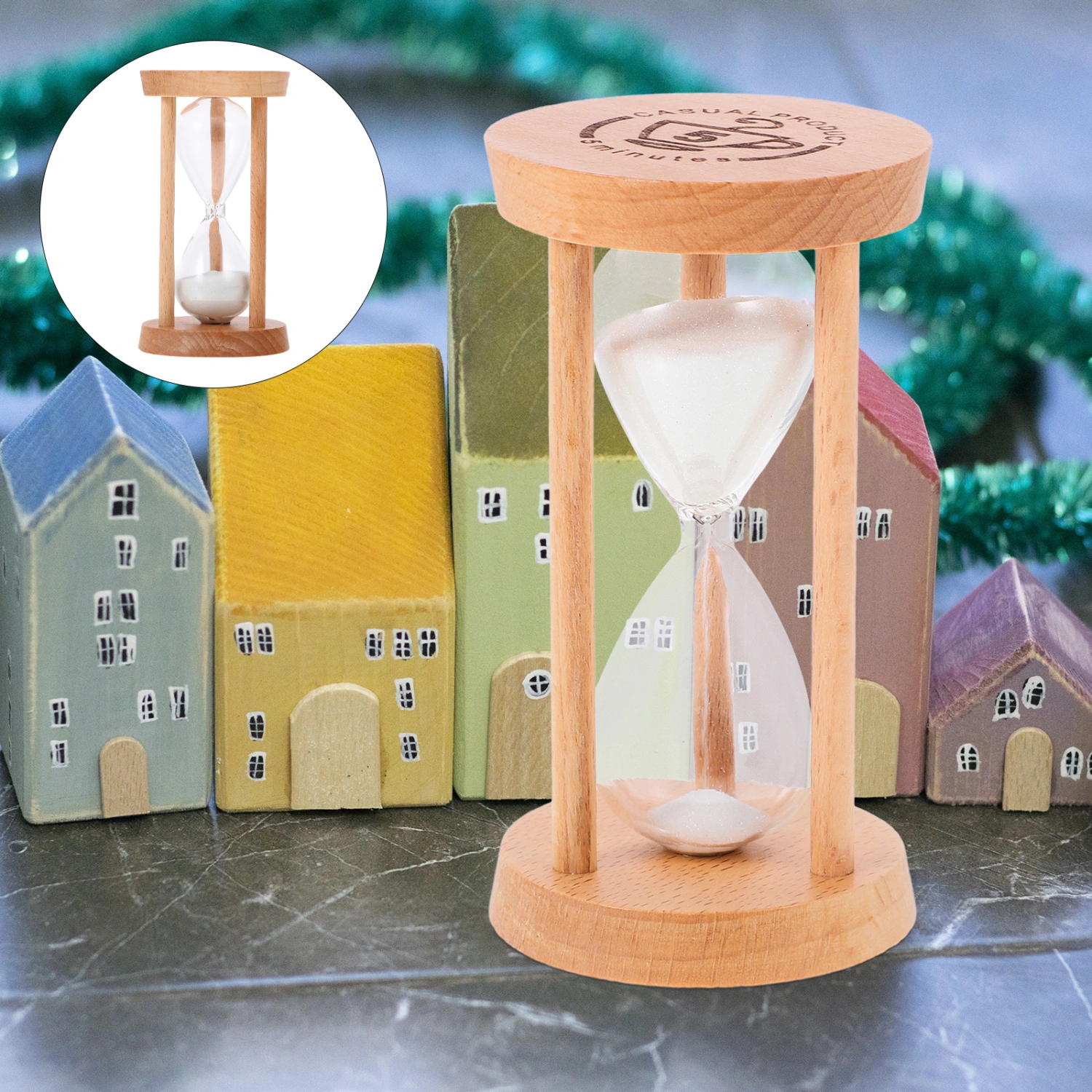 Wooden Sand Timer 5 Minute Timer Portable Sand Timer Decorative Hourglass Timer Kitchen Sand Clock