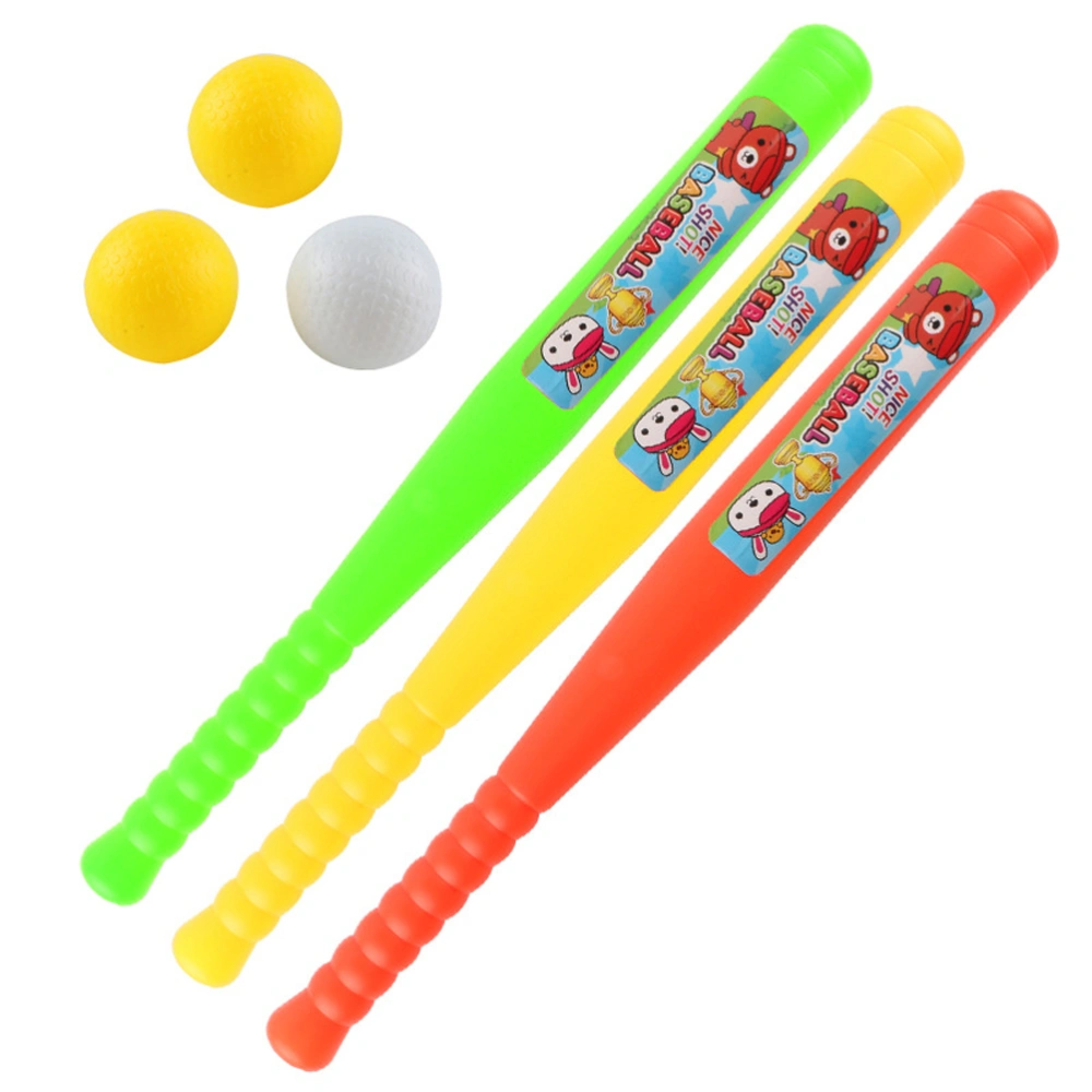 2 PCs Baseball Bat and 2 Pcs Balls Set Safety Colorful Sports Toy Set for Kids Childrens Toddler (Random Color)