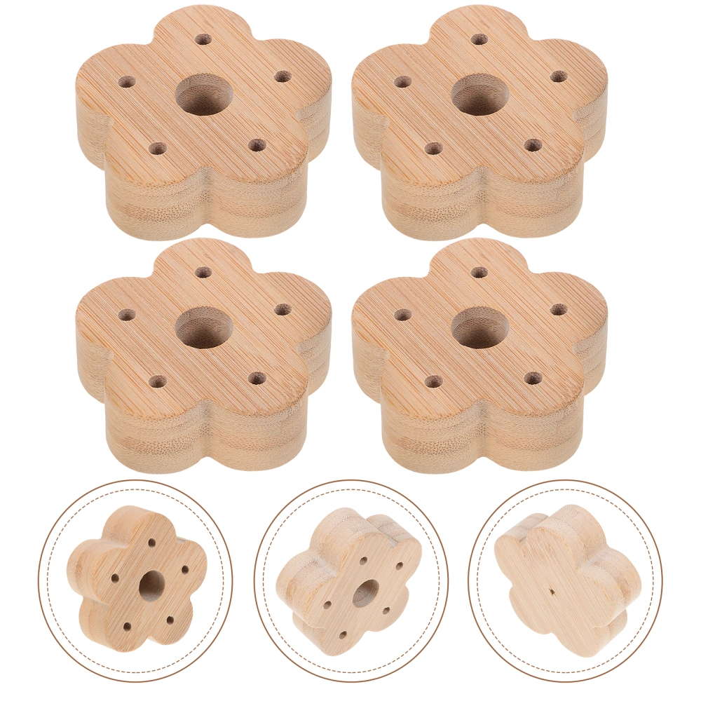 4pcs Bamboo Toothbrush Holder Flower Shape Toothbrush Stands Bamboo Stand for Toothbrush Pen