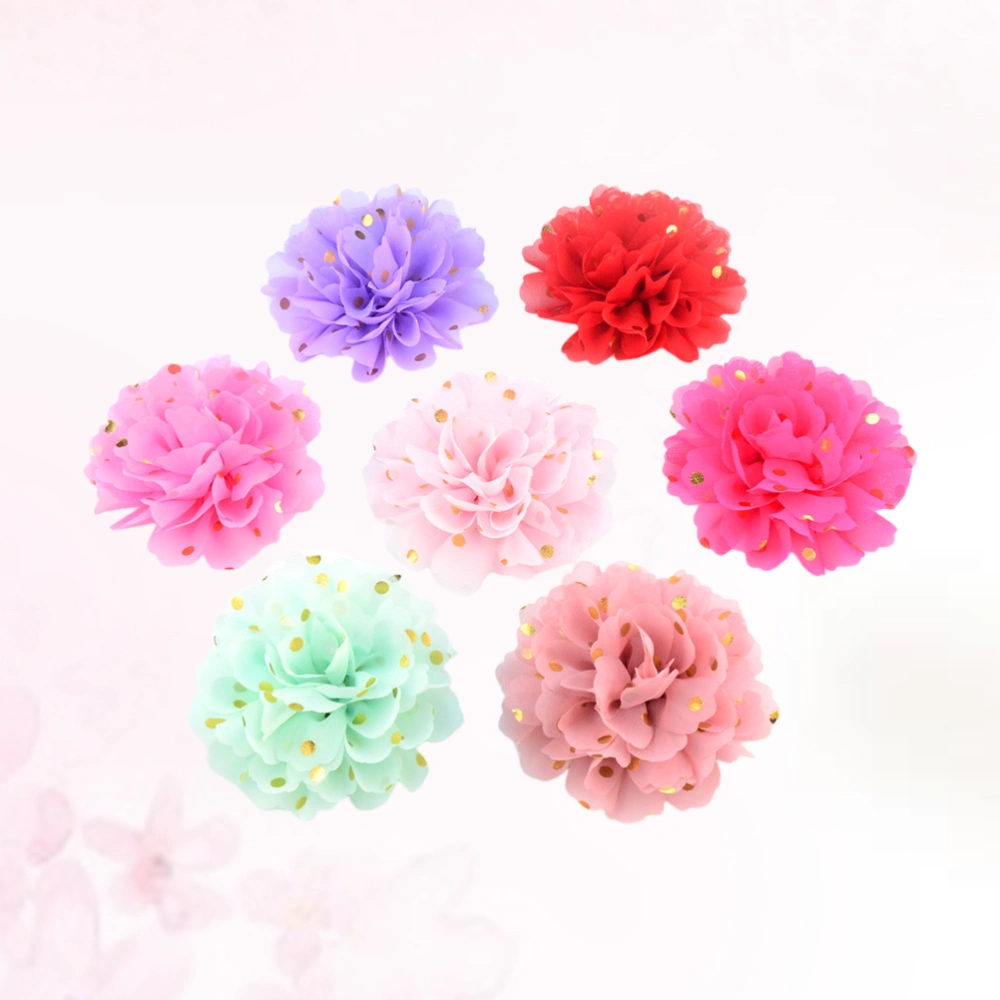 8pcs Dot Hair Clip Chiffon Flower Hairpin Ornamental Accessiories for Dog Puppy (Mixed Color)