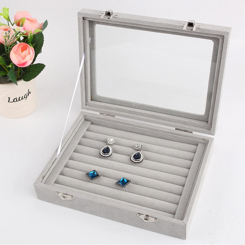 Jewelry Ring Organizer Jewelry Earring Display Box With Clear Window Earrings Ring Necklace Storage Case