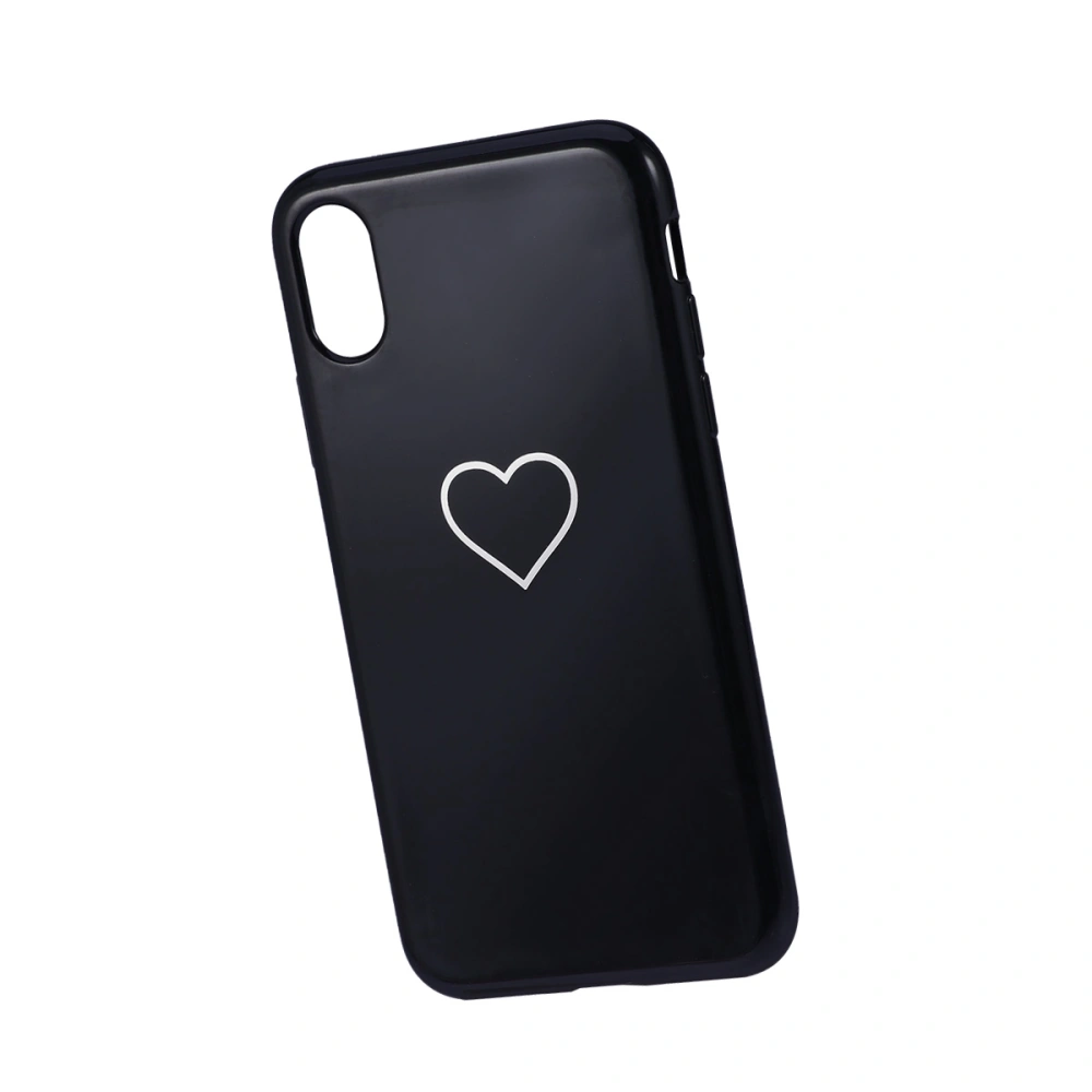 Love Heart Pattern Slim Fit Glossy Phone Cover Drop Resistance Case Protective Shell for iPhone X (Black)