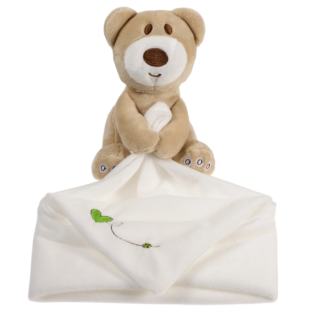 YeahiBaby Adorable Bear Security Blanket Lovely Stuffed Animal Baby Comforter Soothing Toy (White)