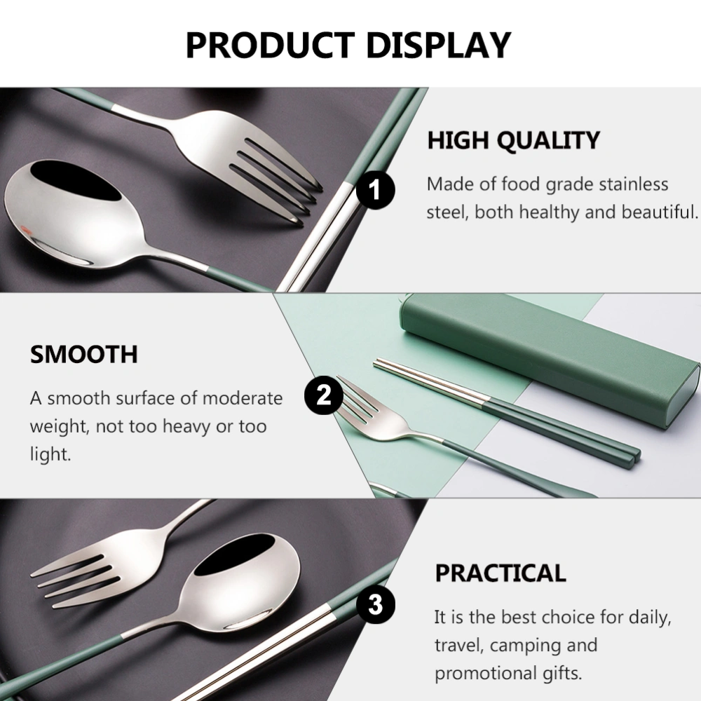 1 Set Portable Flatware Set Chopsticks, Fork and Spoon with Travel Case