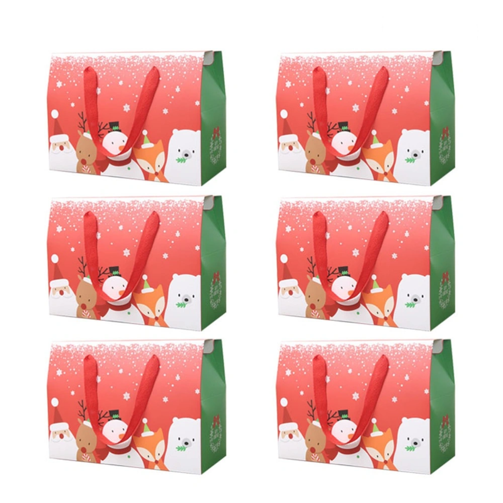 6 Pcs Christmas Gift Box Packaging Case Gifts Open Design Paper Container Storage Pouch with Handles - Large Size