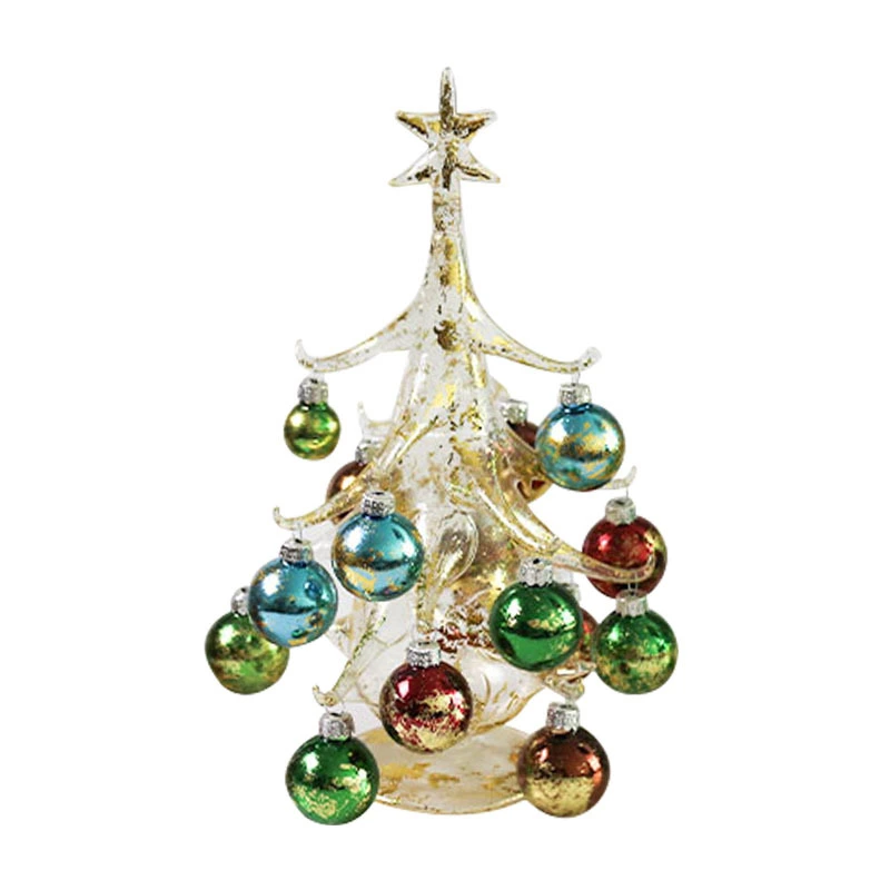 Christmas Tree Shaped Decor Christmas Tree Desktop Ornament Party Glass Xmas Tree