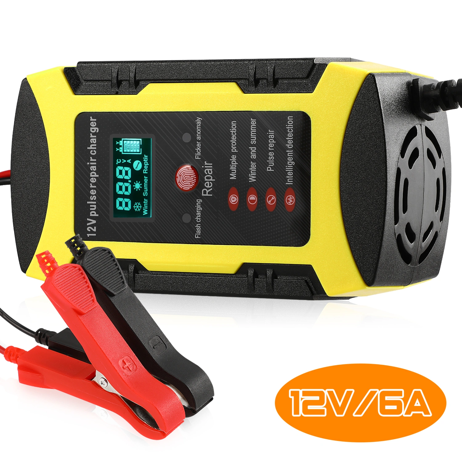 Car Battery Charger 12V 6A Automatic Battery Charger Maintainer Trickle Charger for Auto Motorcycle Vehicles Truck Lawn Mower (US Plug)