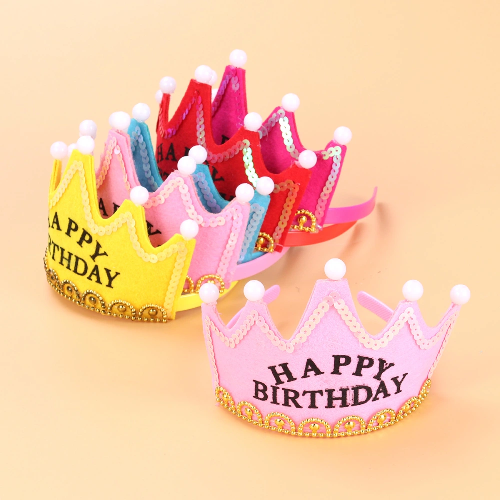 6PCS Lovely Crown Party Tiara Light Up Flashing LED Crown Hairband Hair Headband Birthday Party Supplies (Random Color)