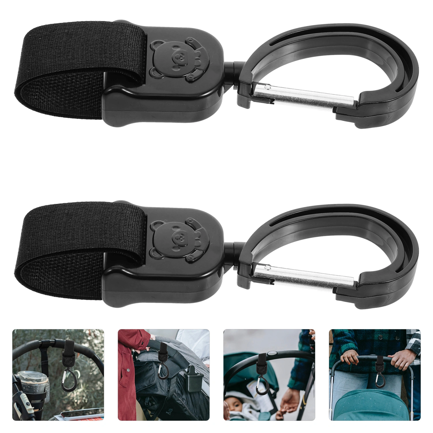 2 pcs Stroller Hooks Rotating Stroller Hooks Universal Stroller Hooks Hanging Bag Stroller Hooks