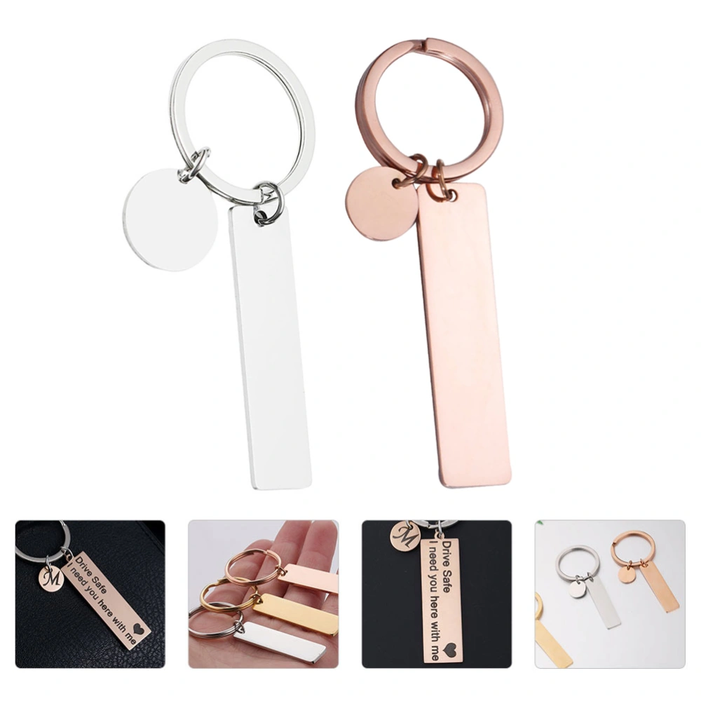 2pcs Blank Stainless Steel Key Chain DIY Blank Keychains Metal Key Rings